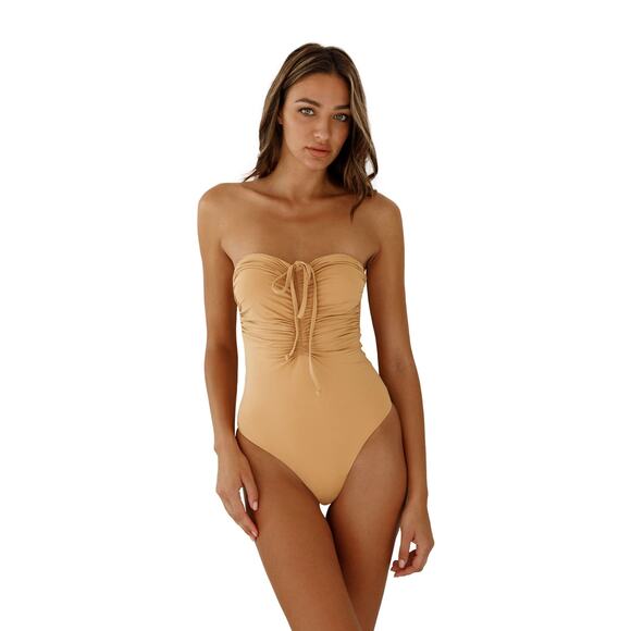 New KYRA Reversible ONE PIECE Swimsuit by KYA (SAND/PEACH) $167 MEDIUM 6/8 - Picture 5 of 8